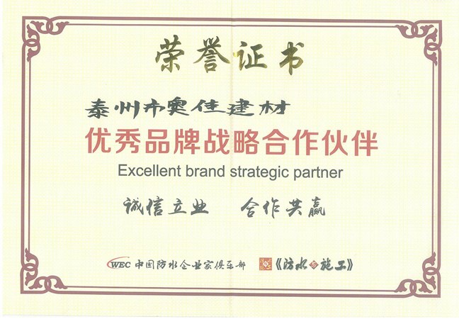 泰州奥佳优秀品牌战略合作伙伴